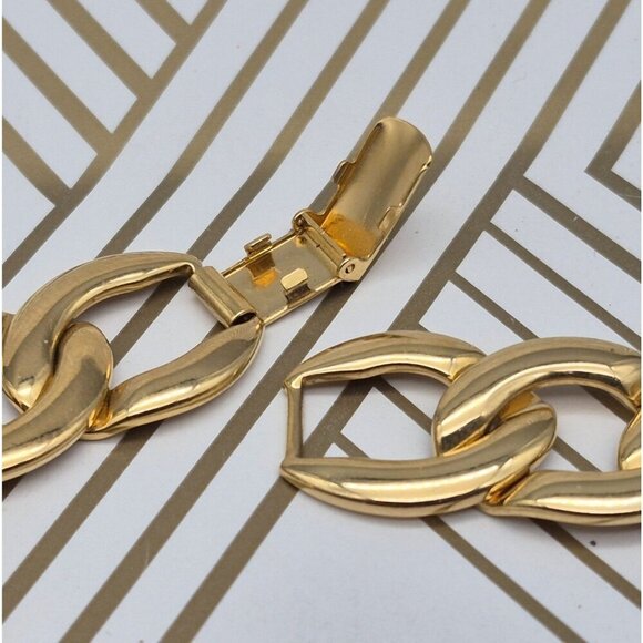 Vintage Napier Statement Chain Necklace Bold Classy Gold Tone Curb Link 24" Flat - Picture 8 of 9